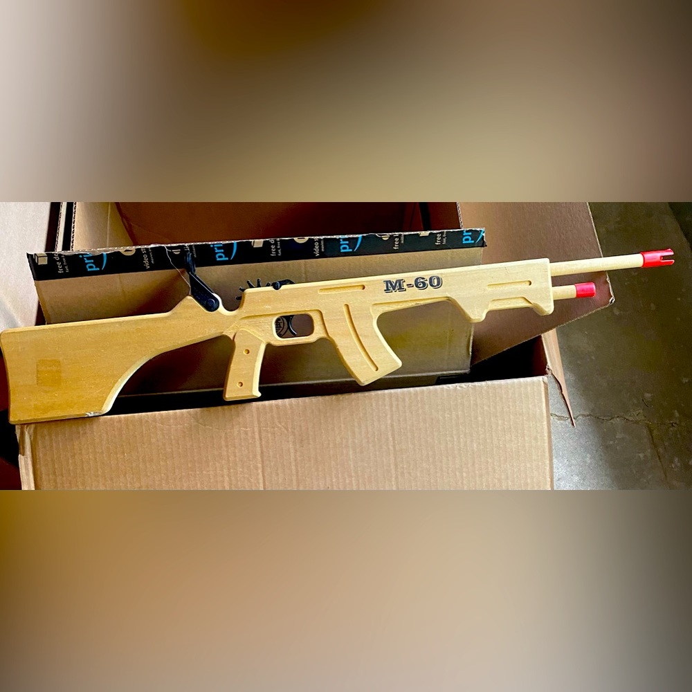 Magnum M60 Rubber Band Junior Range Rifle Made In USA Wood Toy Shooter